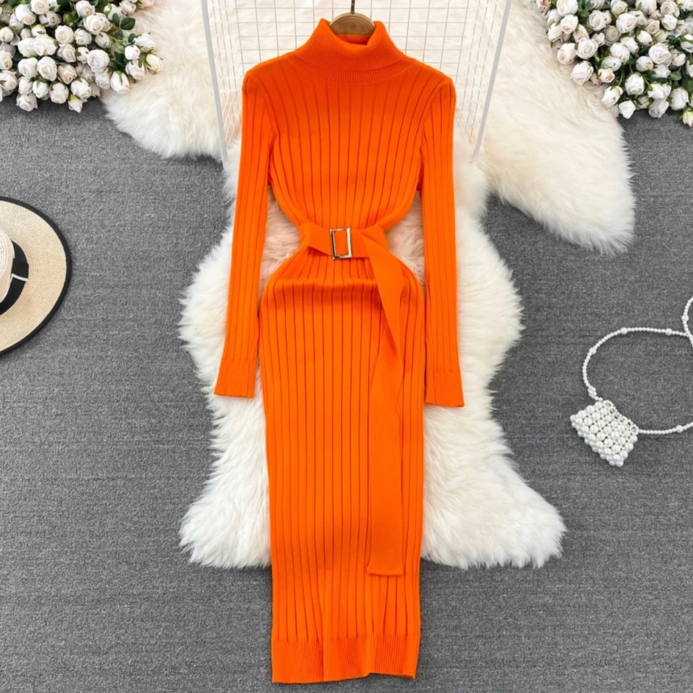Orange Belted Maxi Dress